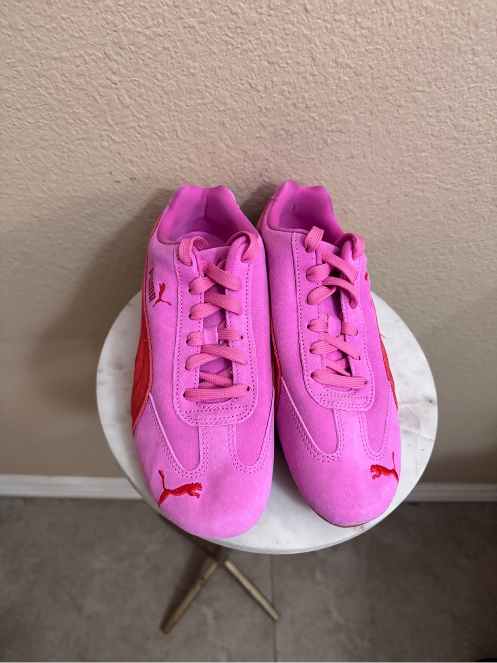 Women Puma Puma Casual Speedcat OG sneakers pink red suede sneakers Sz 7.5 - Picture 3 of 8